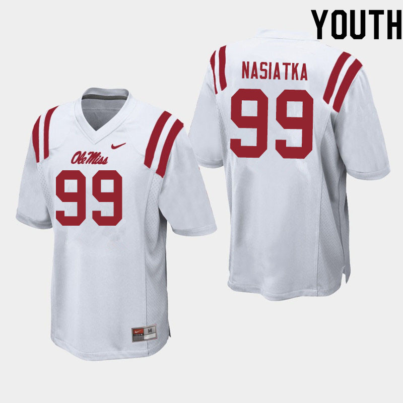 Patrick Nasiatka Ole Miss Rebels NCAA Youth White #99 Stitched Limited College Football Jersey BUA3658RA